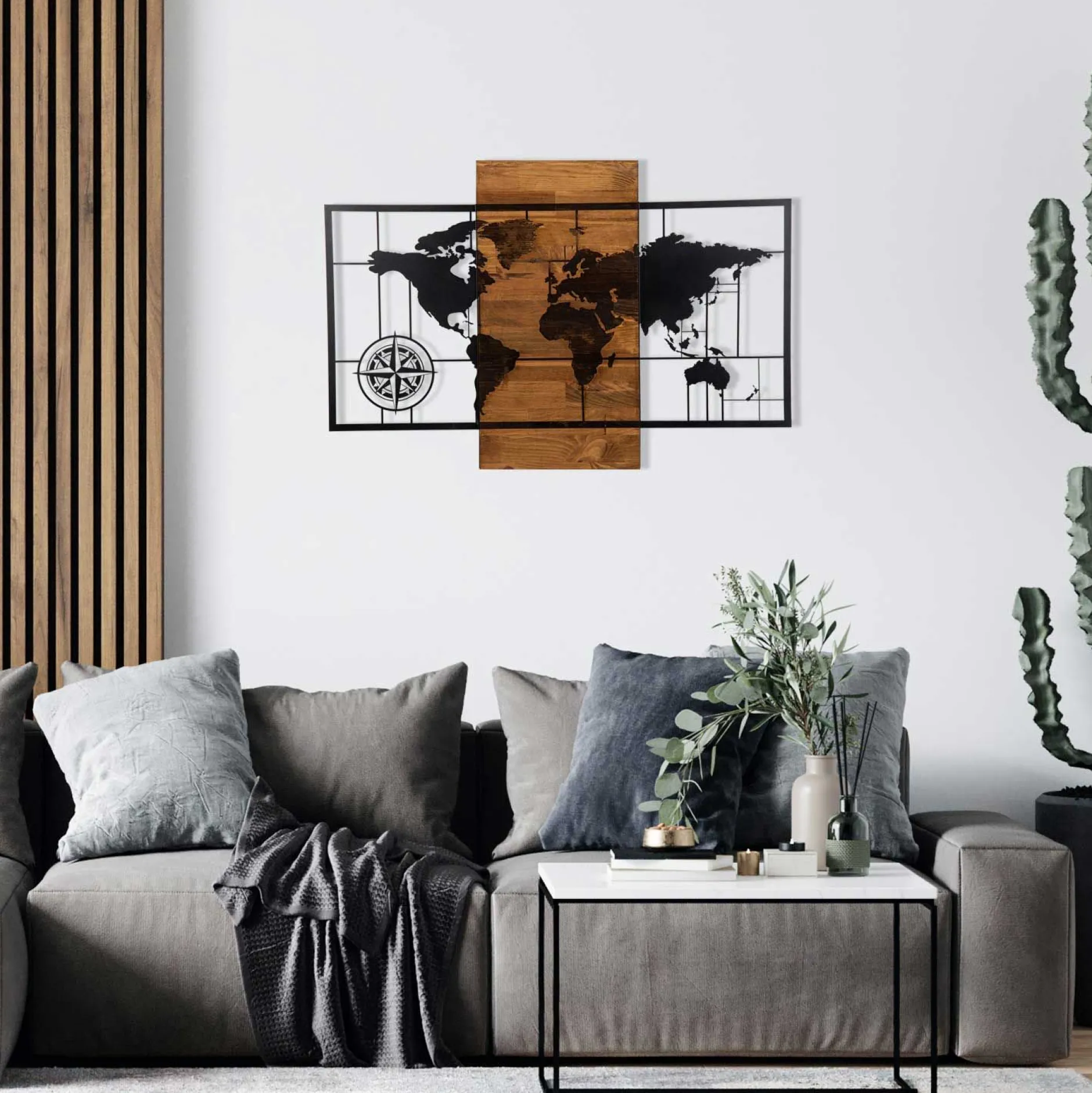 Enzo Dekoratives Wandaccessoire aus Holz | Holzrahmen | 85 x 58 cm