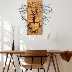 Enzo Dekoratives Wandaccessoire aus Holz | Holzrahmen | 60 x 57,5 cm