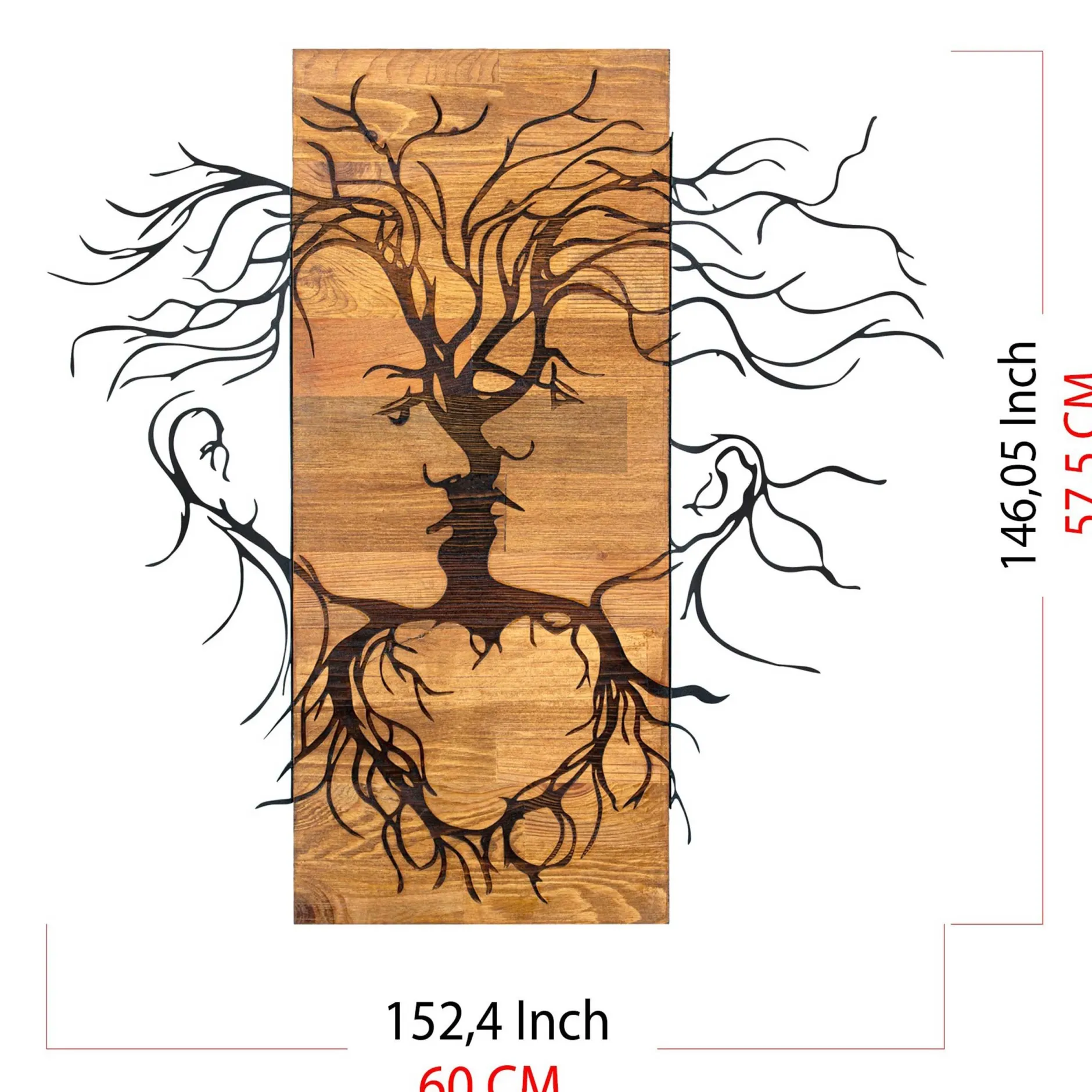 Enzo Dekoratives Wandaccessoire aus Holz | Holzrahmen | 60 x 57,5 cm