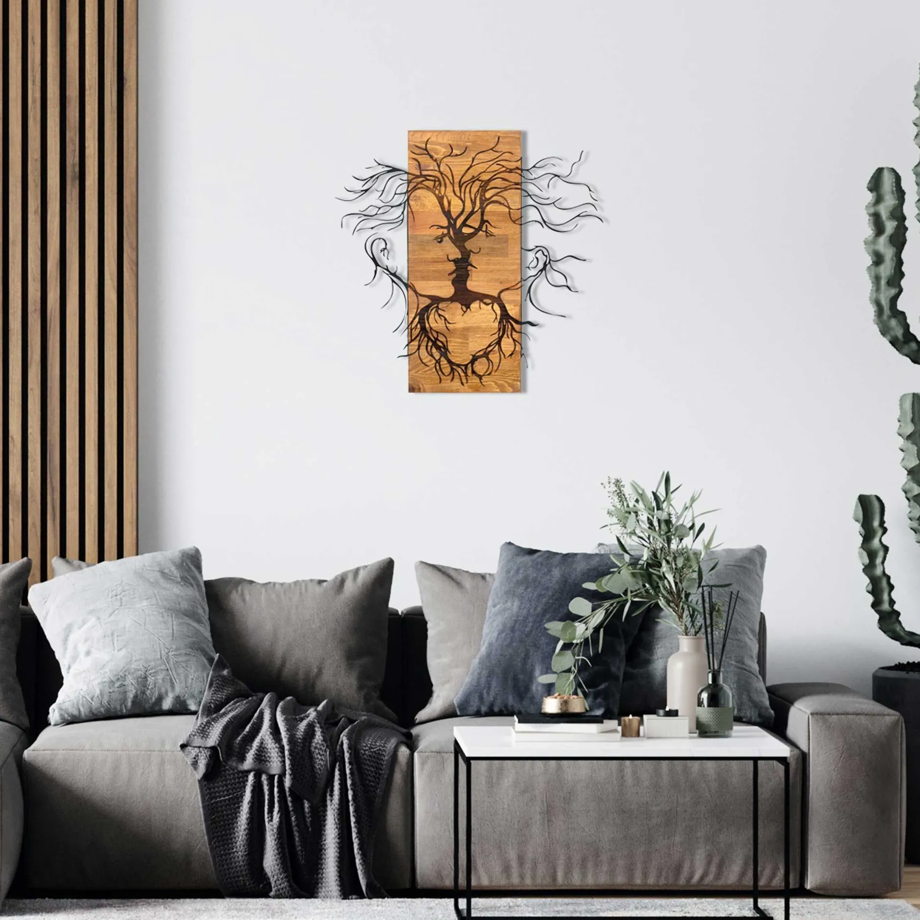 Enzo Dekoratives Wandaccessoire aus Holz | Holzrahmen | 60 x 57,5 cm
