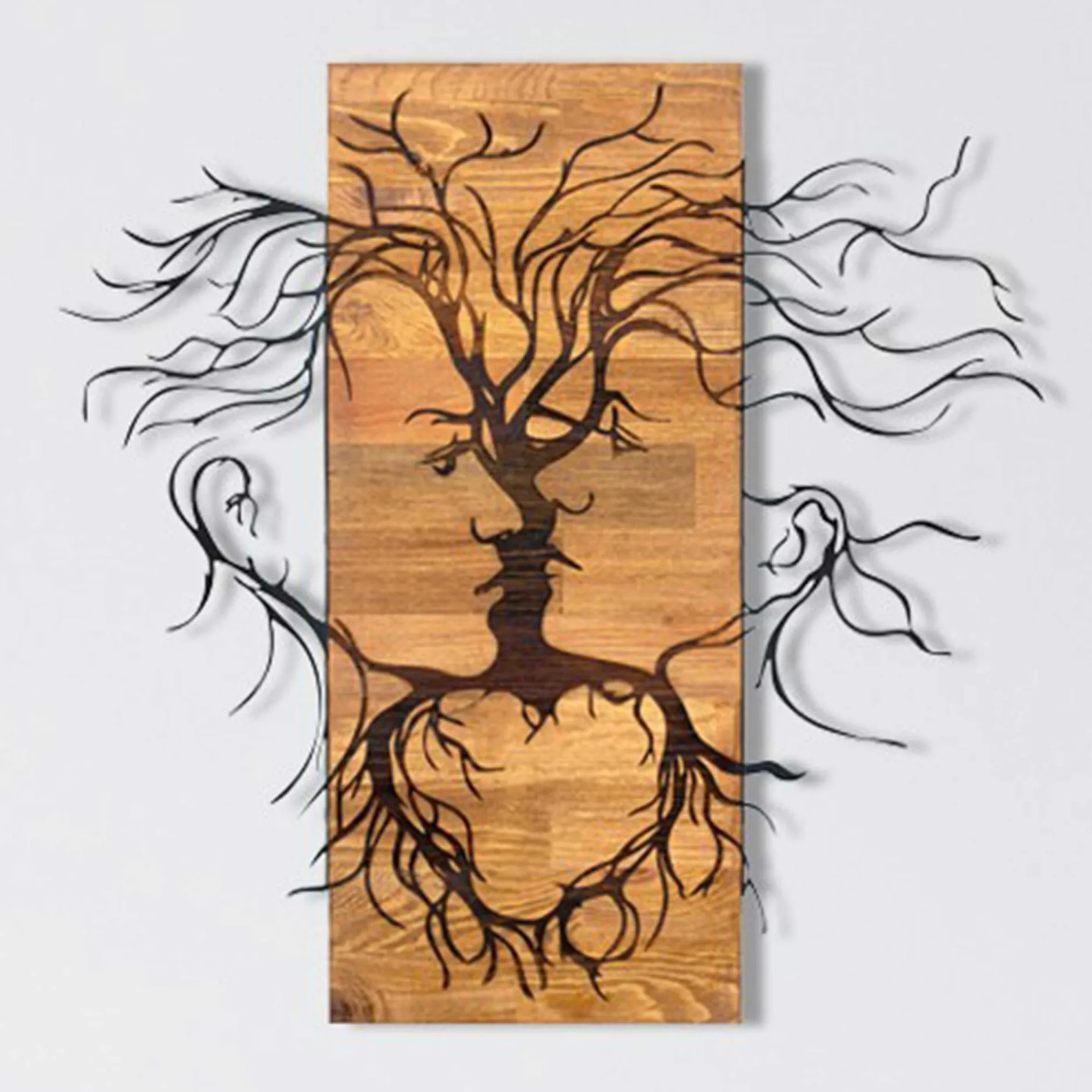 Enzo Dekoratives Wandaccessoire aus Holz | Holzrahmen | 60 x 57,5 cm