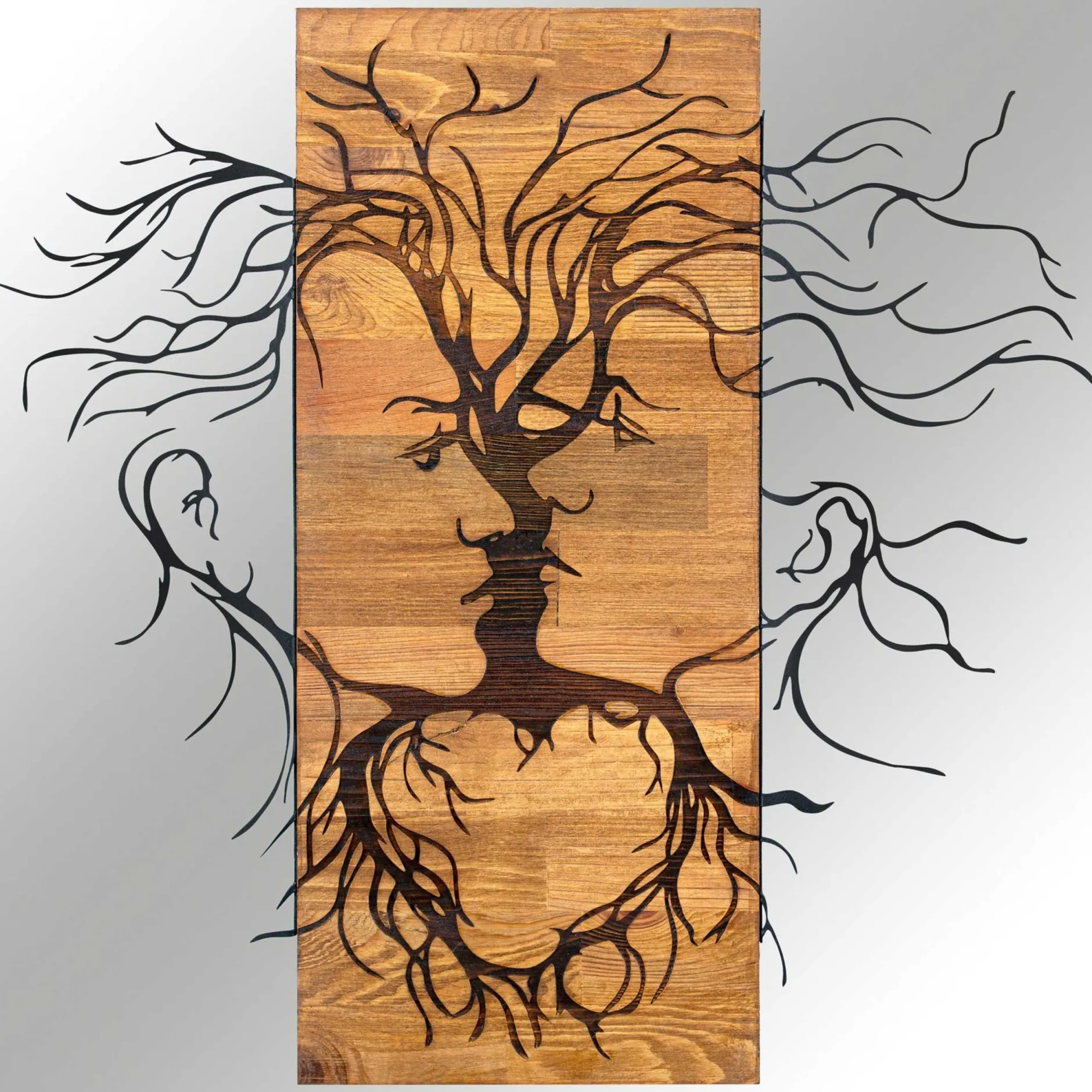 Enzo Dekoratives Wandaccessoire aus Holz | Holzrahmen | 60 x 57,5 cm