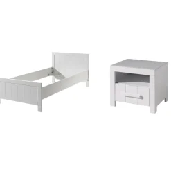 Erik Kinderzimmer mit Bett 90x200 cm und Nachttisch-weiß