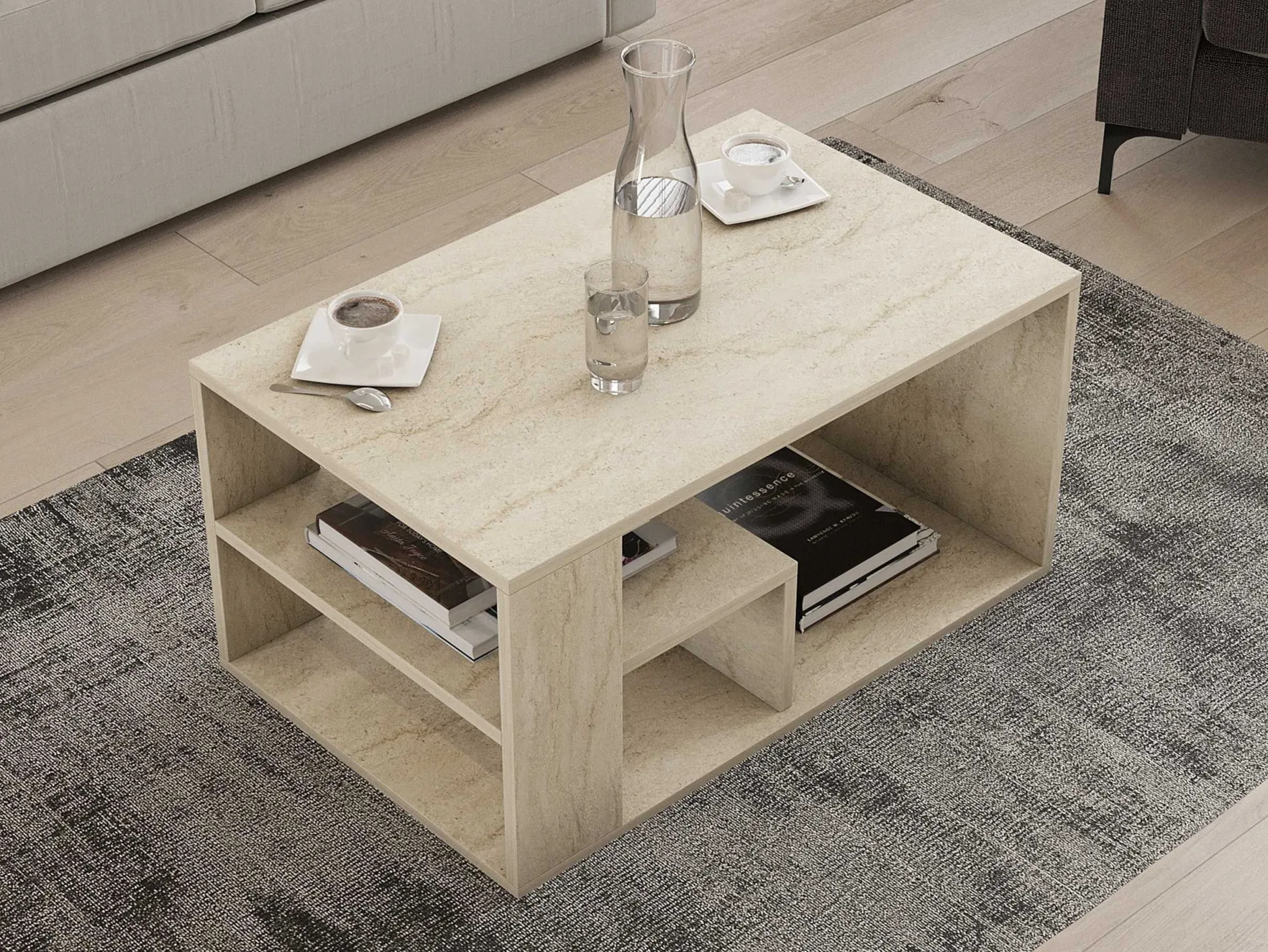 Eros Couchtisch | 100 % MELAMIN | Travertin