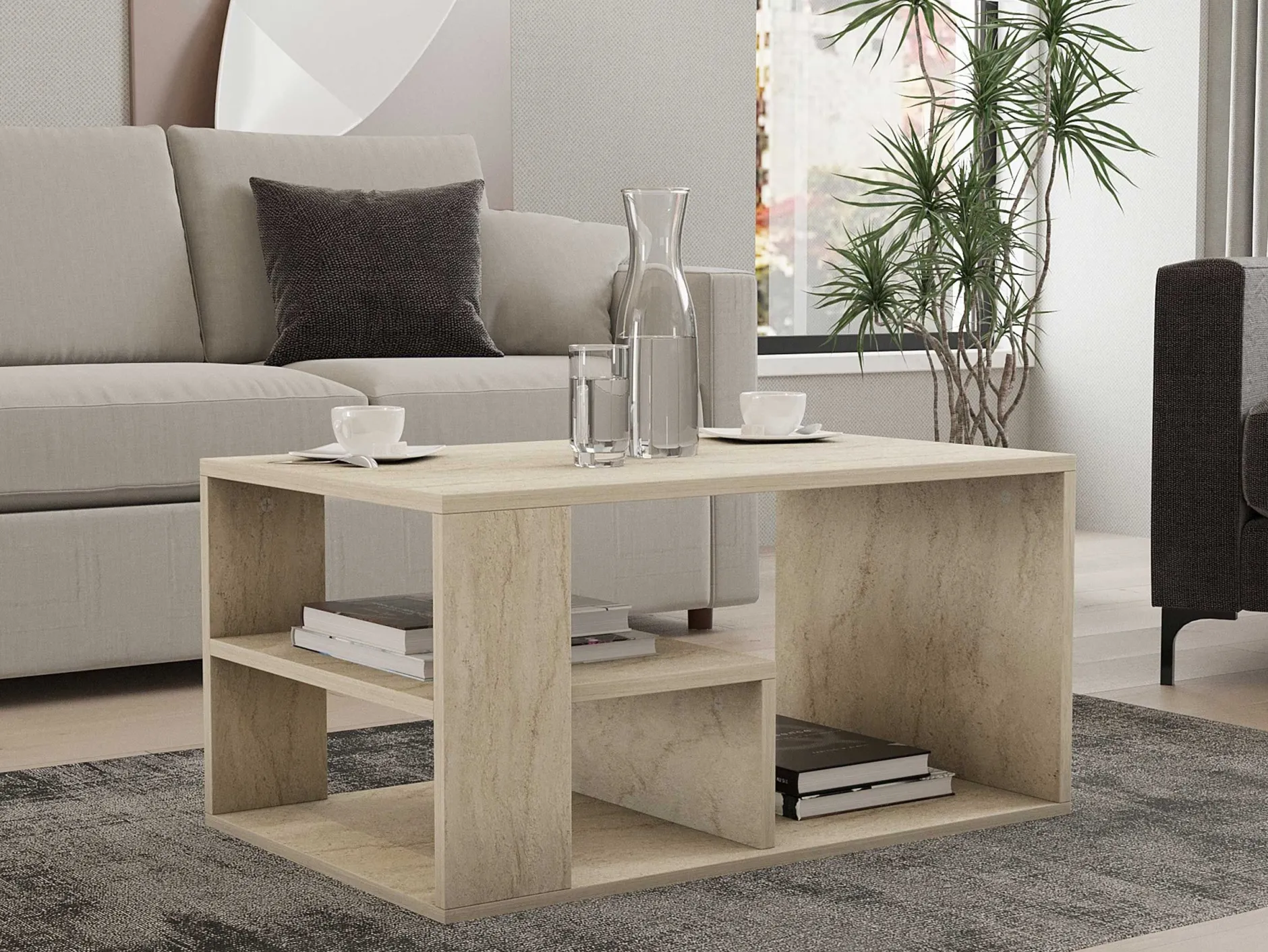 Eros Couchtisch | 100 % MELAMIN | Travertin