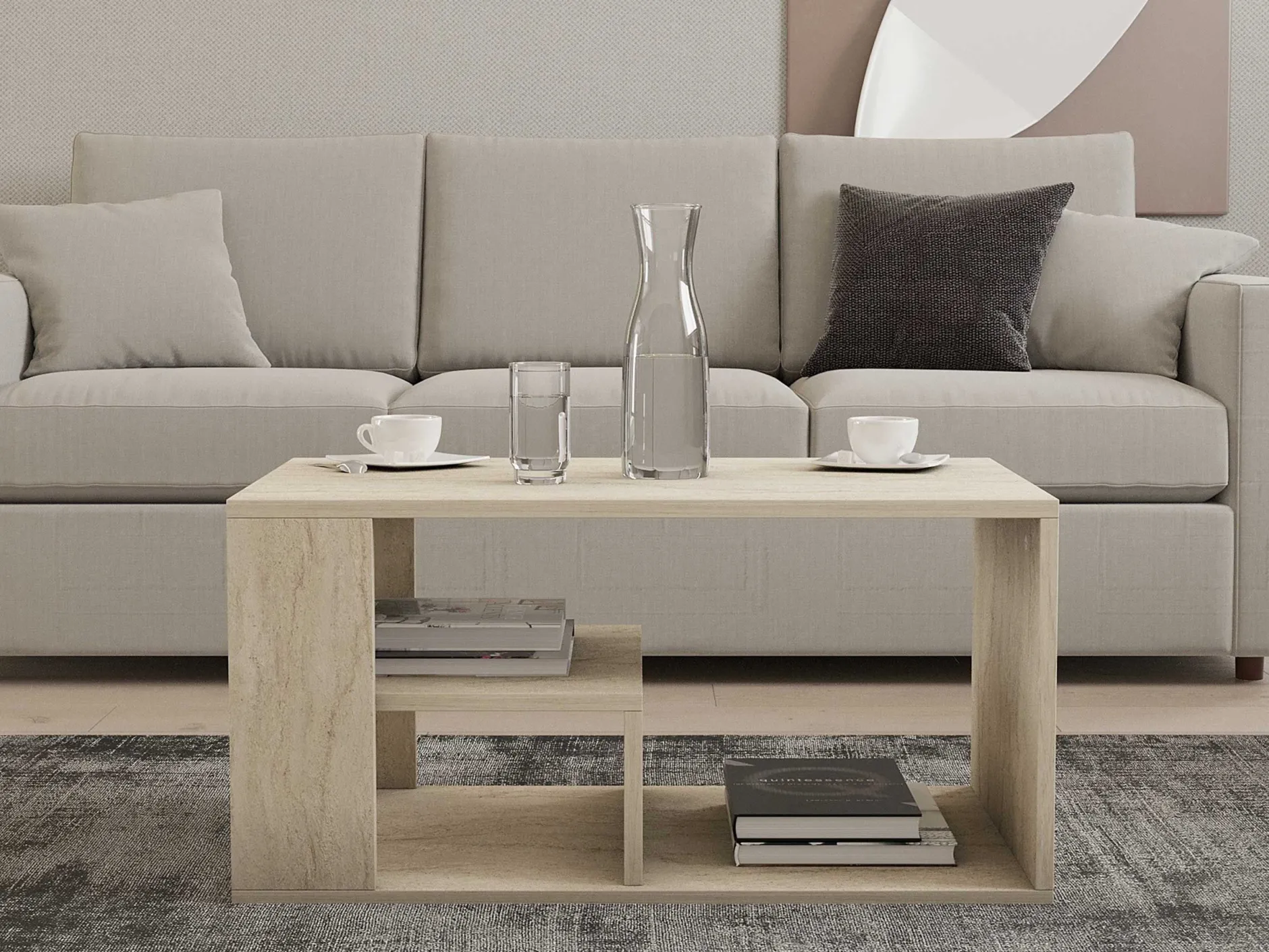 Eros Couchtisch | 100 % MELAMIN | Travertin