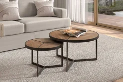 2er-Set Beistelltische Arya - mango/metal