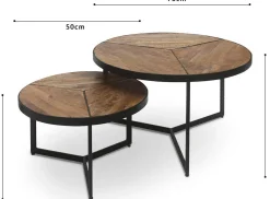2er-Set Beistelltische Arya - mango/metal