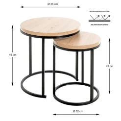 2er-Set Beistelltische | Braun-schwarz