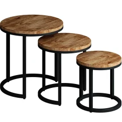 3er-Set Couchtische Amana Ø 45 cm-Magnolienholz