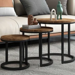3er-Set Couchtische Amana Ø 45 cm-Magnolienholz