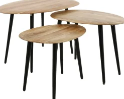 3er-Set Couchtische Auranne Akazie massiv