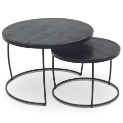 2er-Set Couchtische Lars-schwarzes Magnolienholz