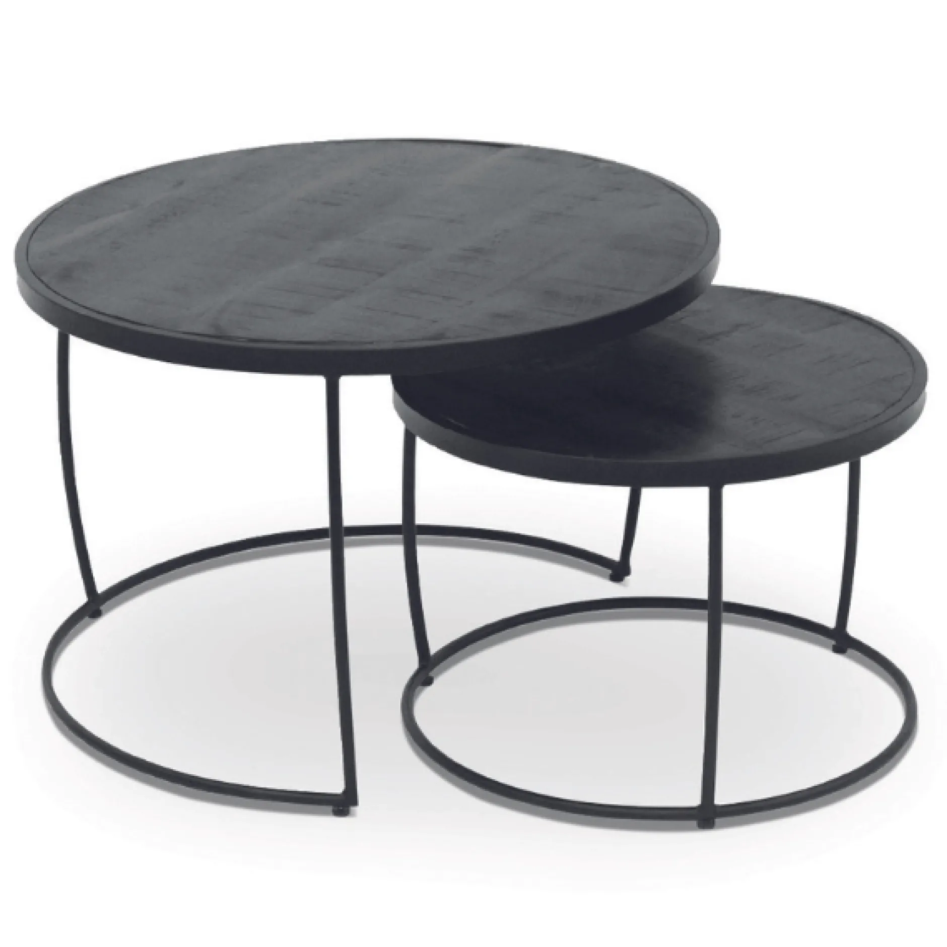 2er-Set Couchtische Lars-schwarzes Magnolienholz