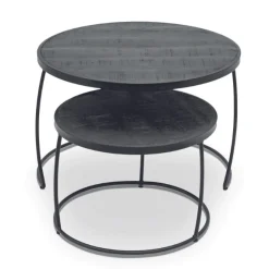 2er-Set Couchtische Lars-schwarzes Magnolienholz
