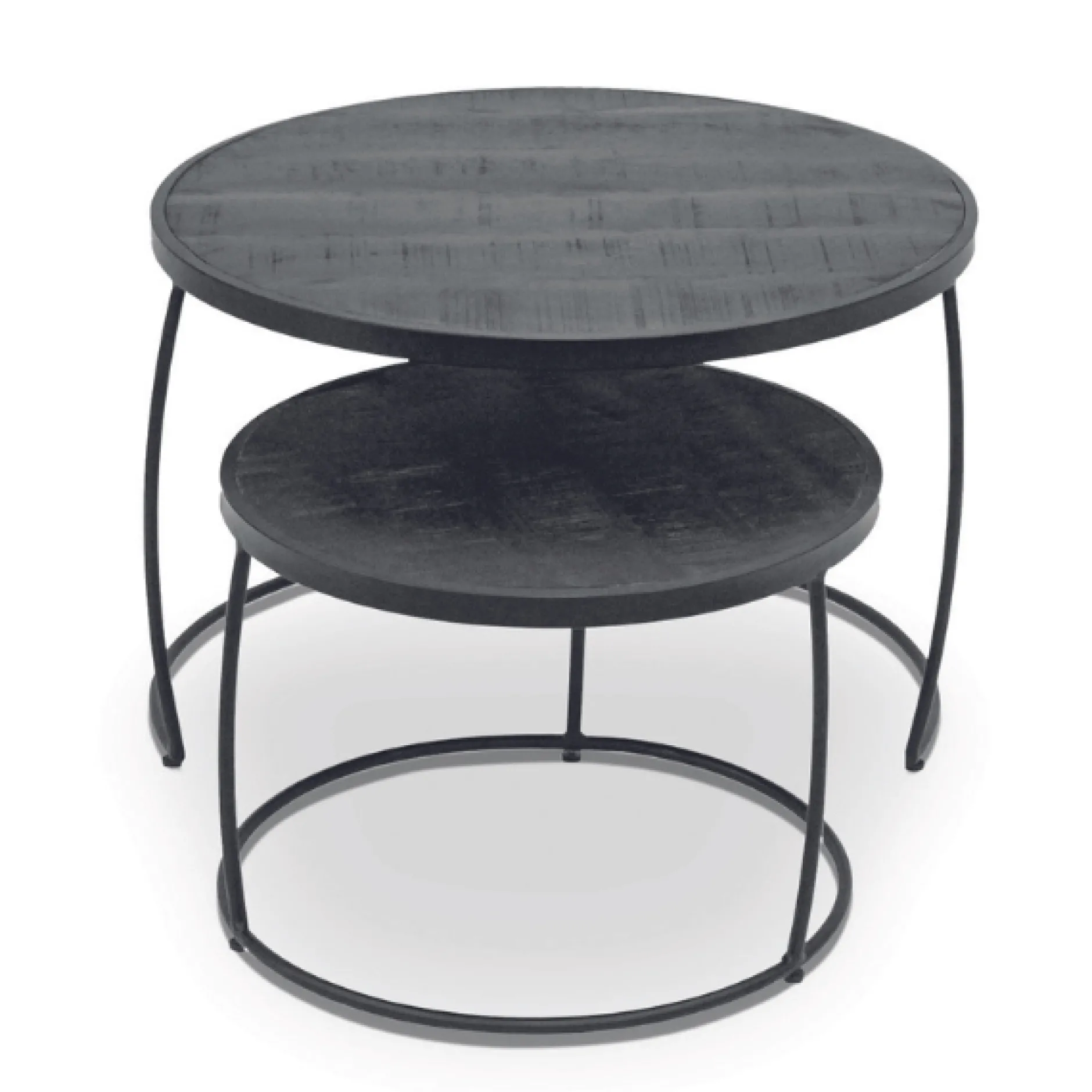 2er-Set Couchtische Lars-schwarzes Magnolienholz