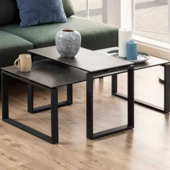 2er-Set Nicola Couchtische mit Keramikplatte - schwarz