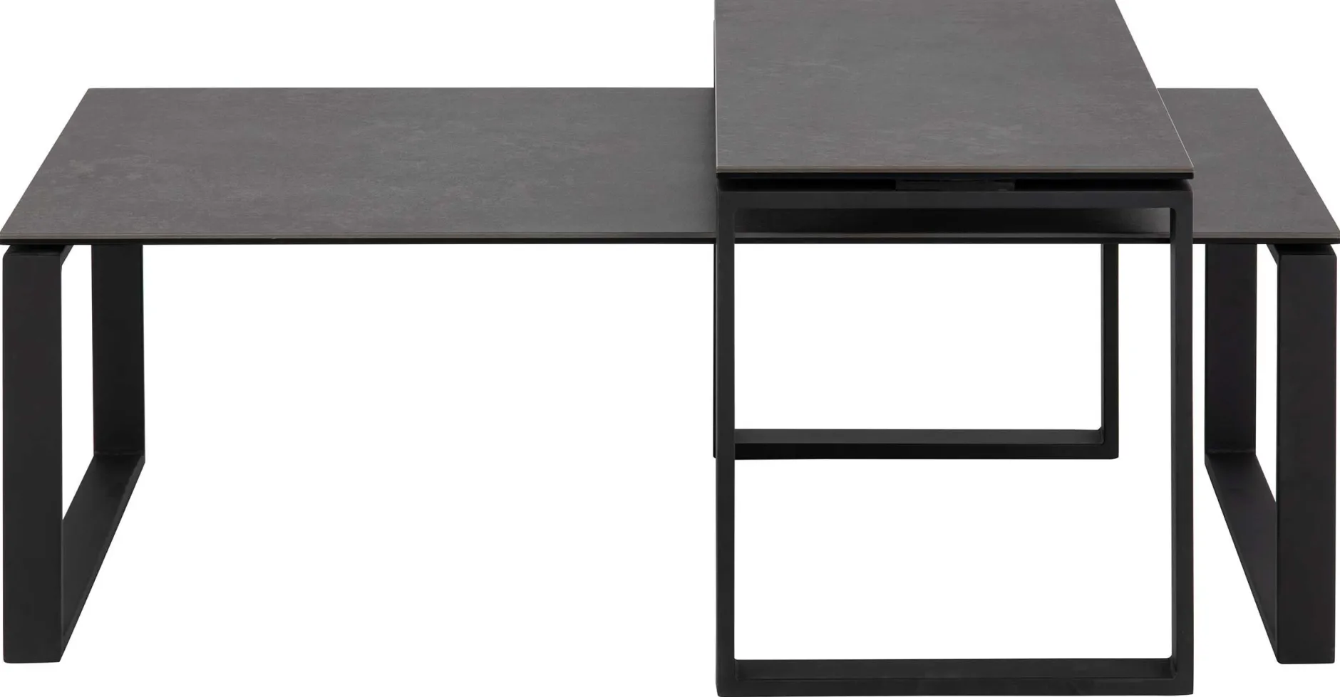 2er-Set Nicola Couchtische mit Keramikplatte - schwarz