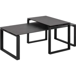 2er-Set Nicola Couchtische mit Keramikplatte - schwarz