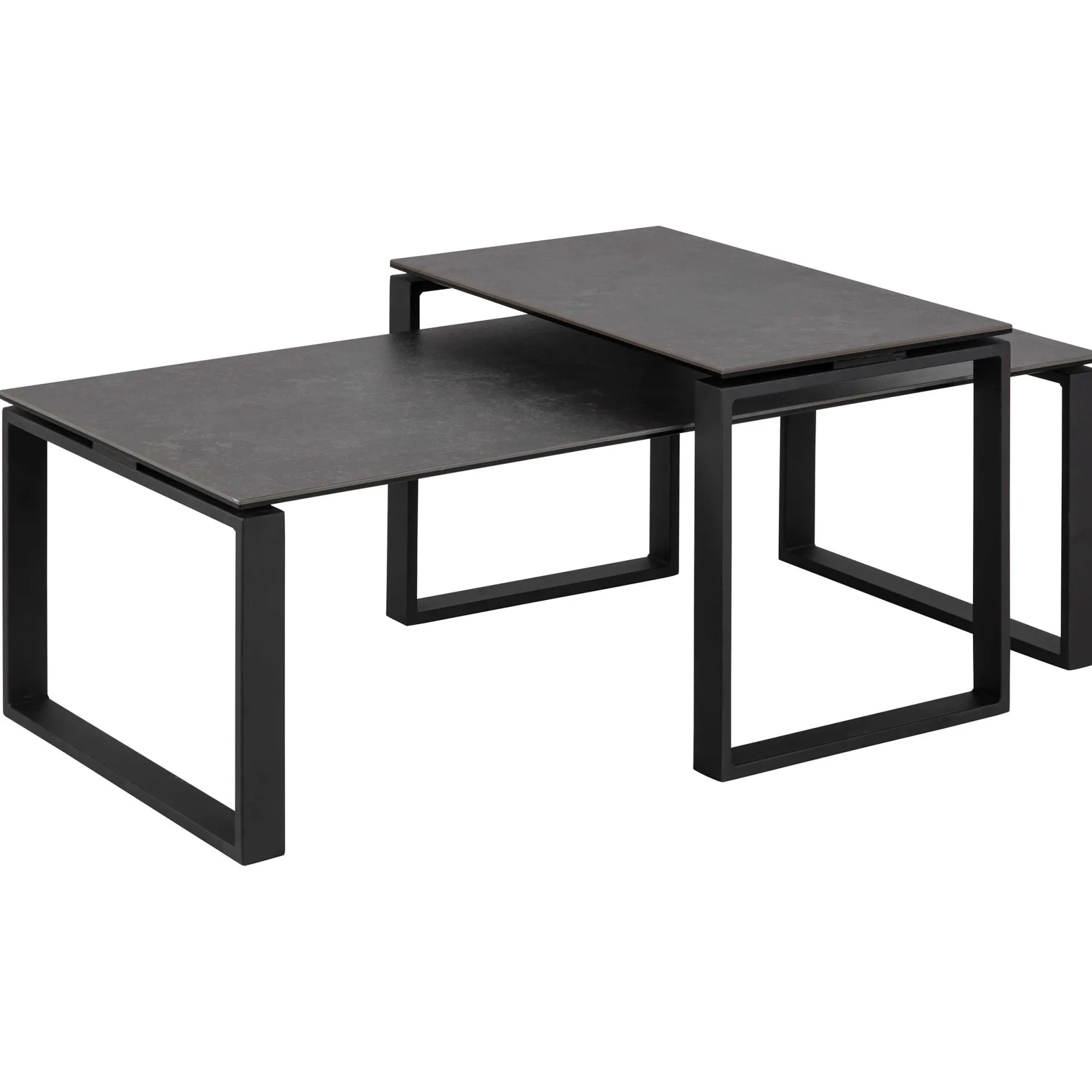 2er-Set Nicola Couchtische mit Keramikplatte - schwarz