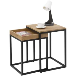 2er-Set quadratische Beistelltische Hanne 45x40 - mango/sch