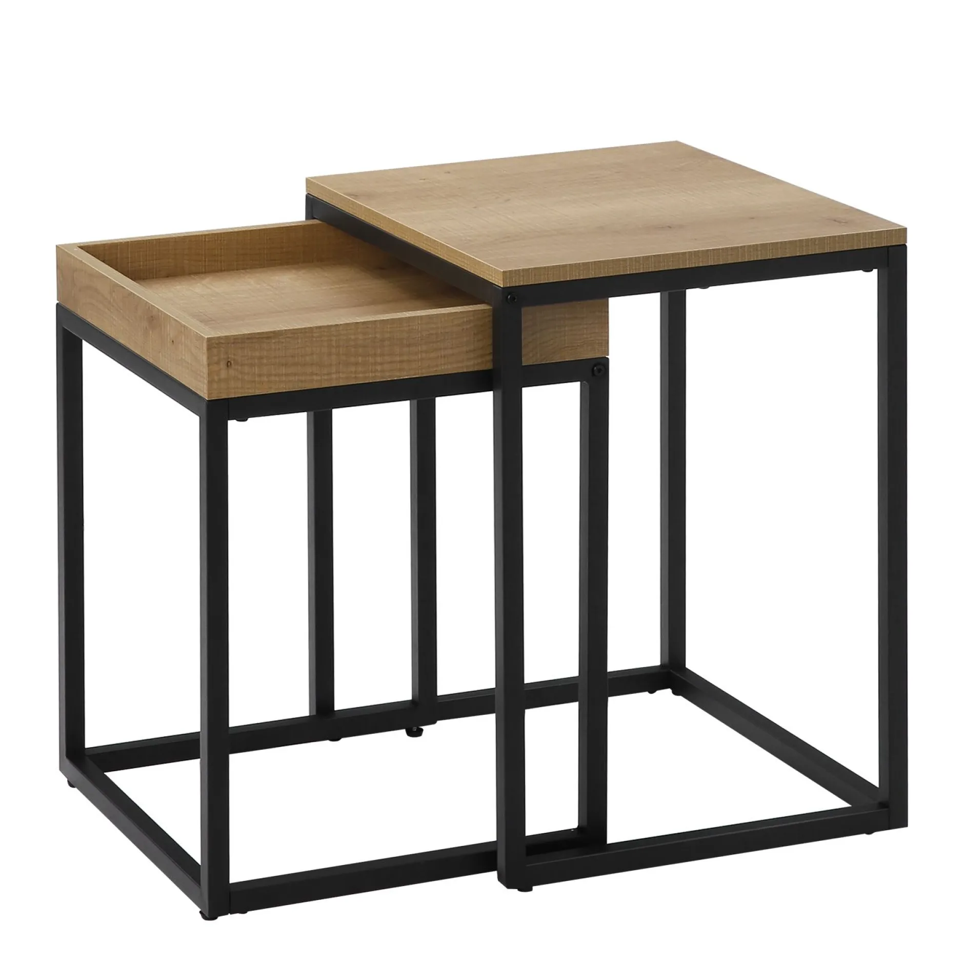 2er-Set quadratische Beistelltische Hanne 45x40 - mango/sch