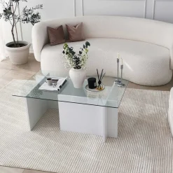 Escape Couchtisch | GEHÄRTETES GLAS | Weiß