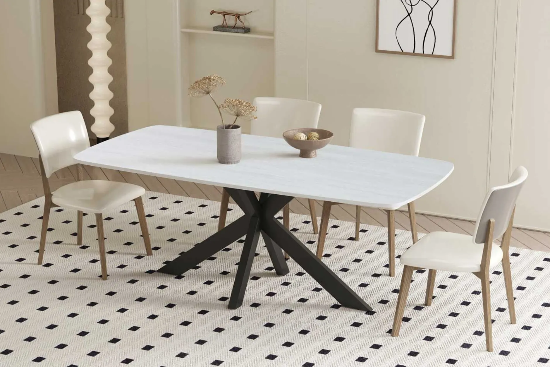 Esstisch Apollo | 180 x 90 x 76 cm | Stein / Grau