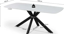 Esstisch Apollo | 180 x 90 x 76 cm | Stein / Grau