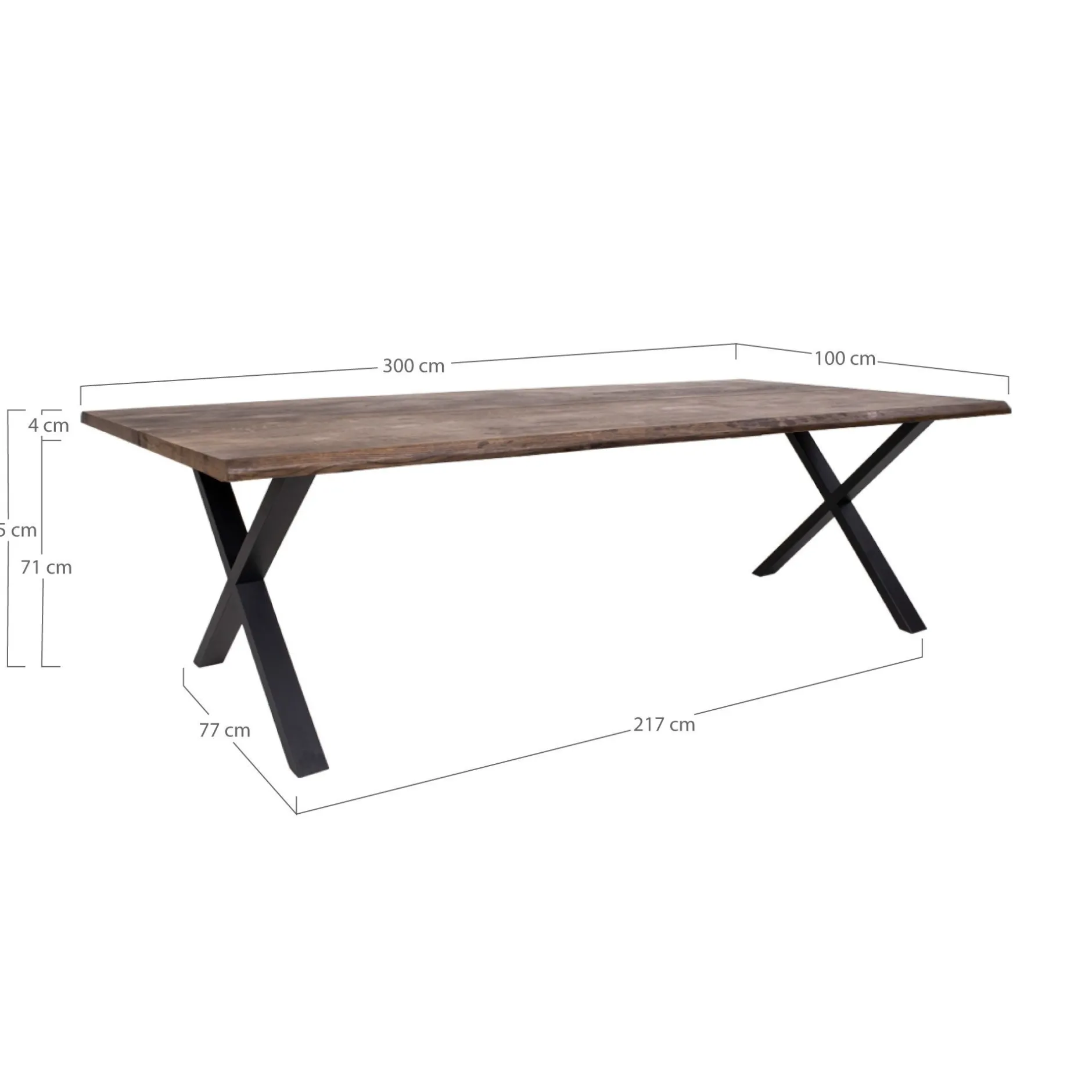 Esstisch aus Eiche Natur mit gewellter Kante - 100x300x75 cm