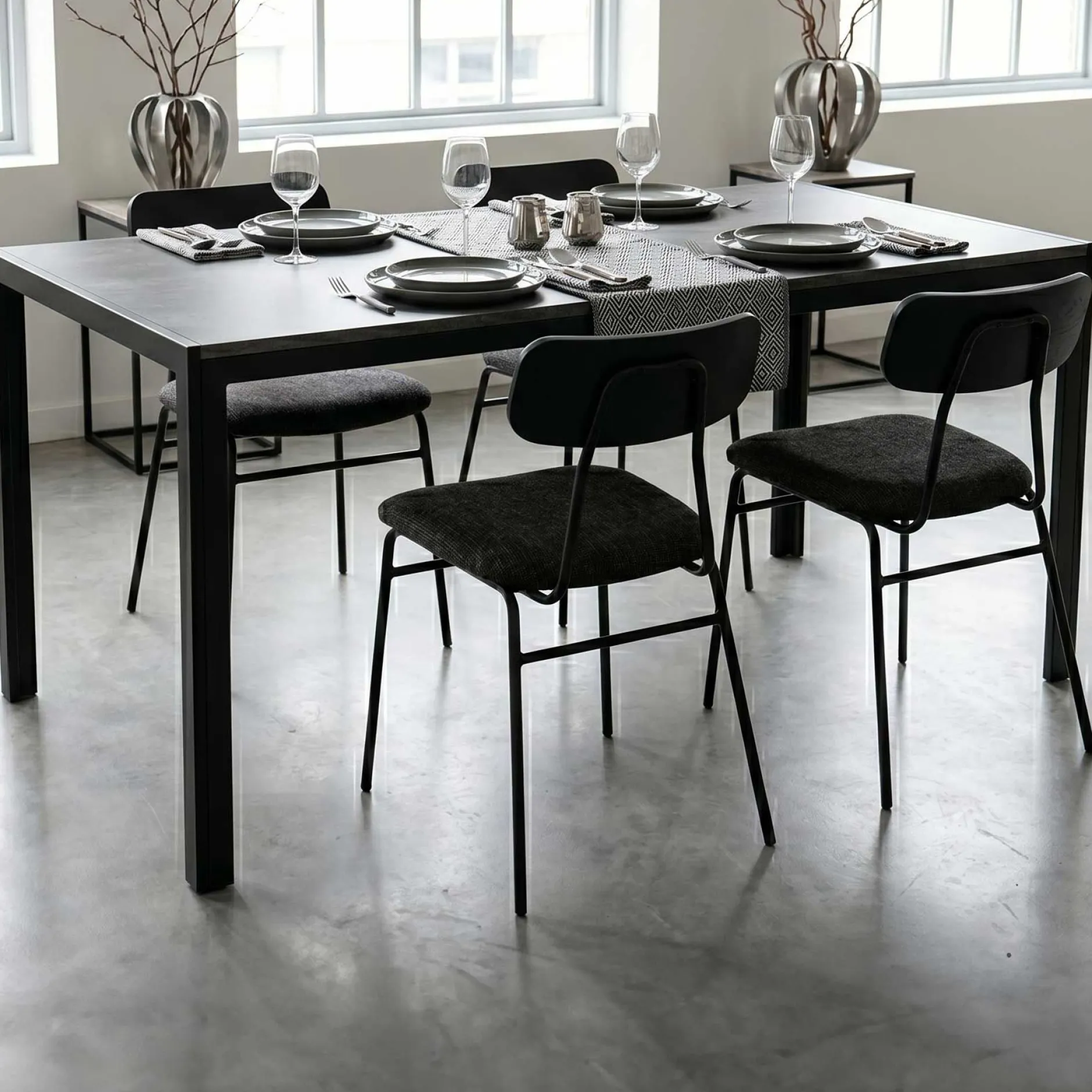 Esstisch Colin | 80 x 160 x 75 cm | Wendeplatte | Oak-/Stone-design