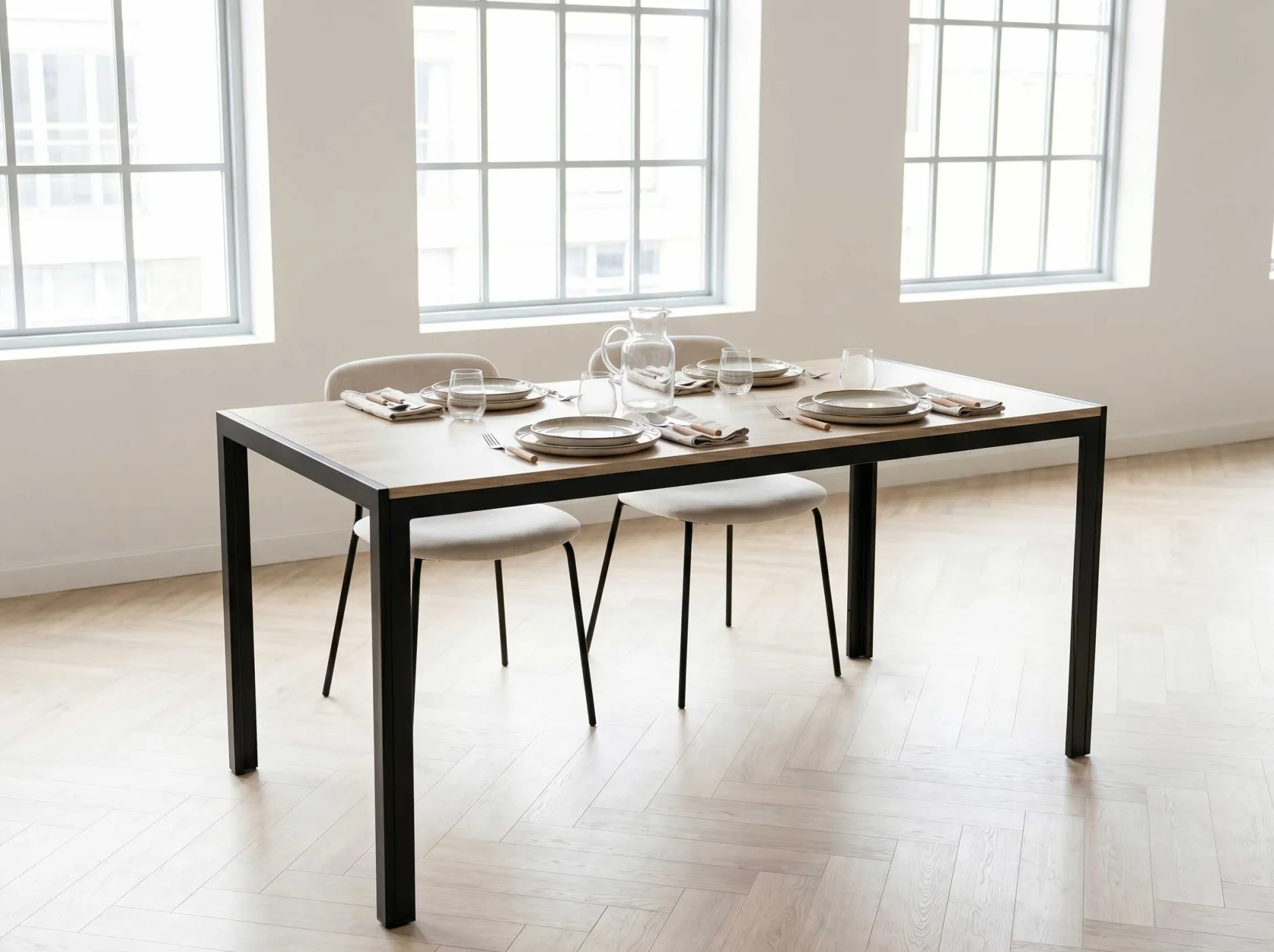 Esstisch Colin | 80 x 160 x 75 cm | Wendeplatte | Oak-/Stone-design