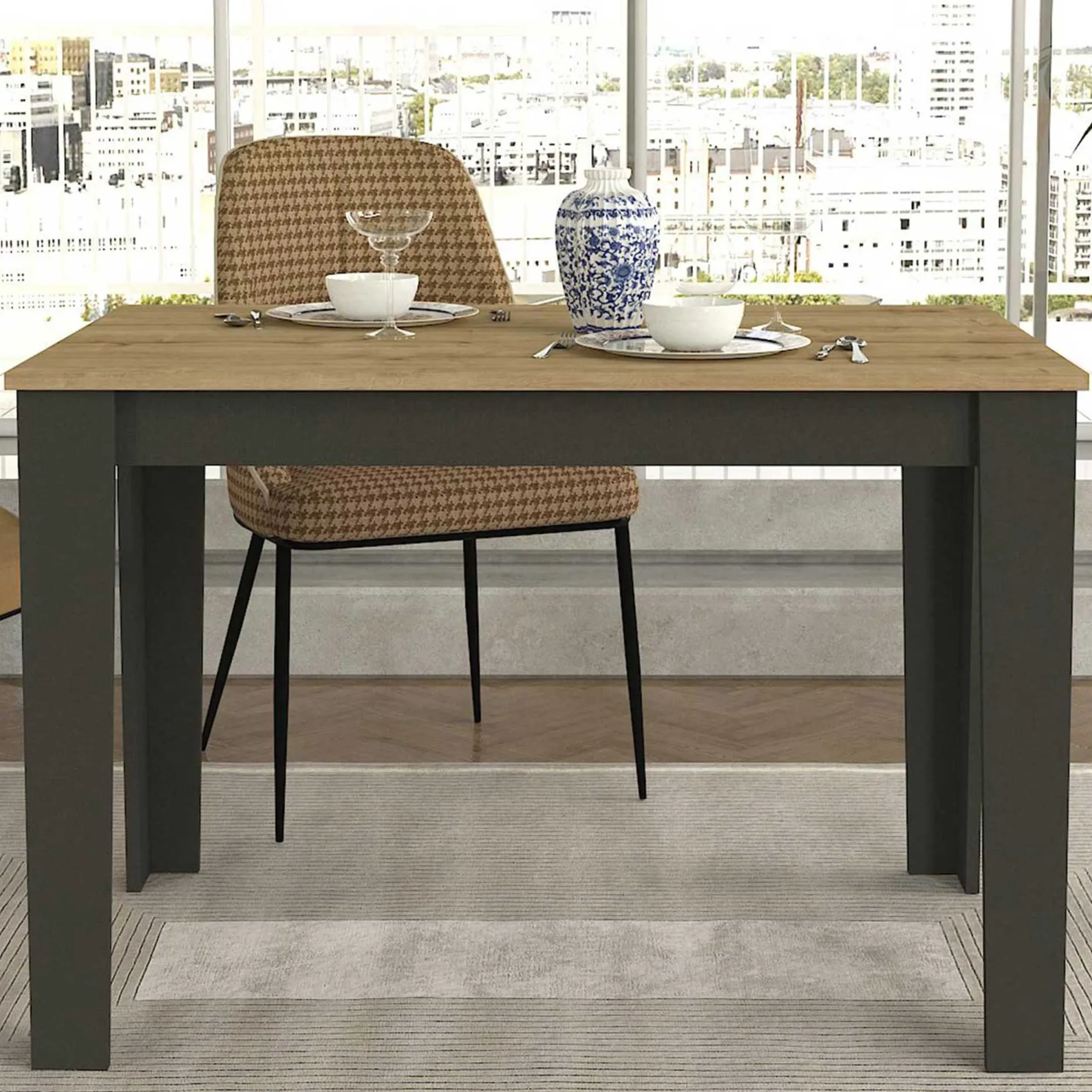 Esstisch Darlen - 110x72x74cm - Eiche Dekor/anthrazit