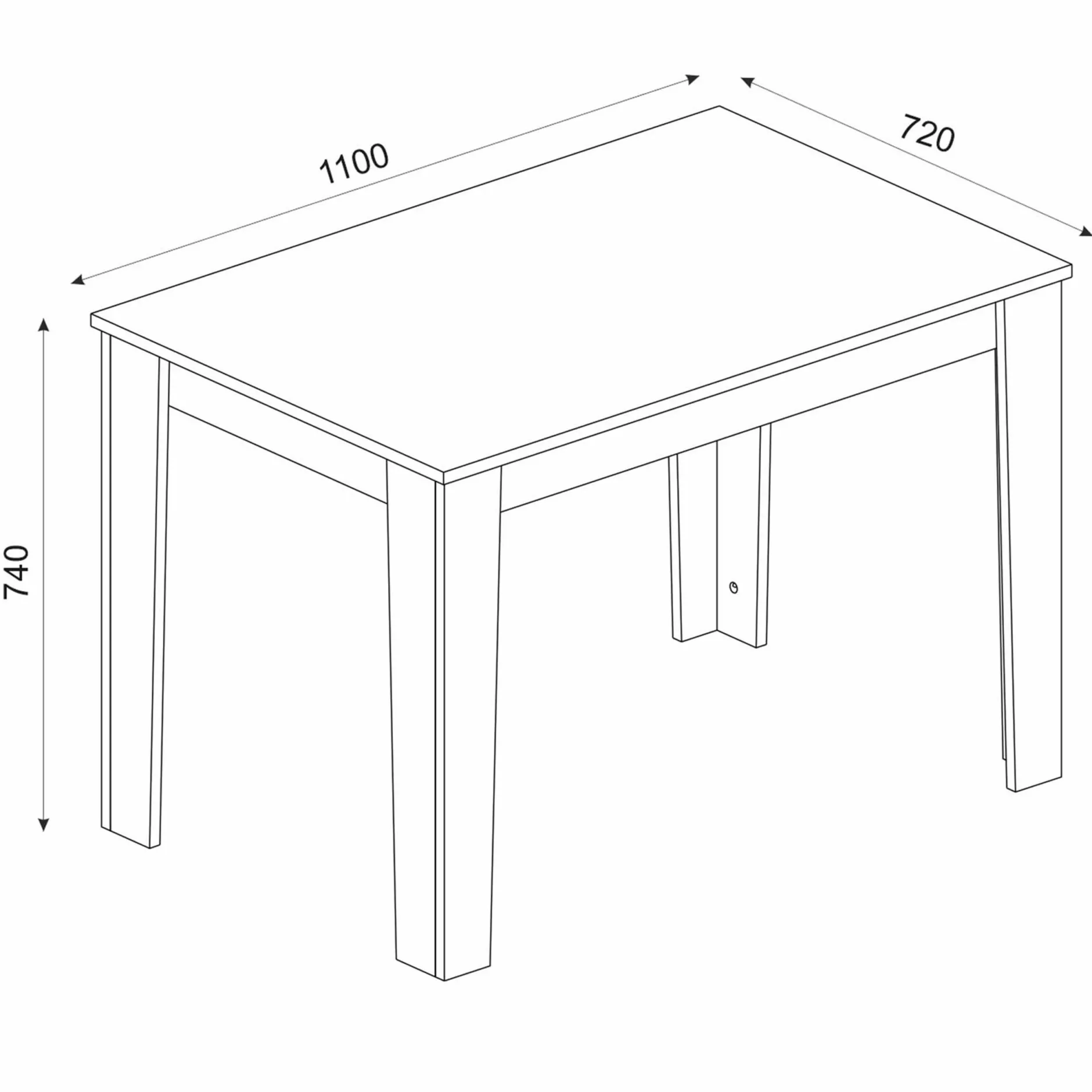 Esstisch Darlen - 110x72x74cm - Eiche Dekor/anthrazit