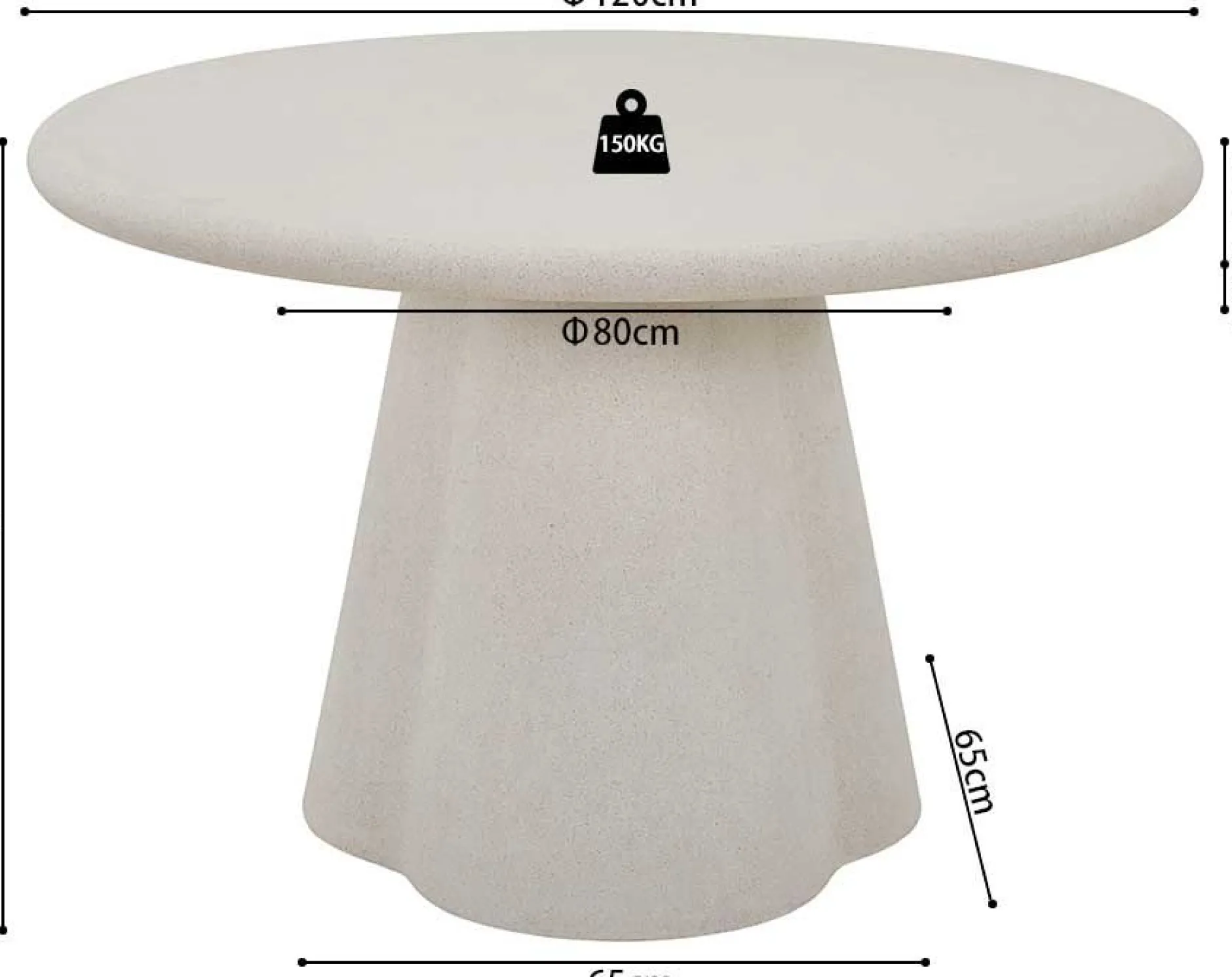 Esstisch Faro - Ø120x76cm - Zementfarbe - weiß