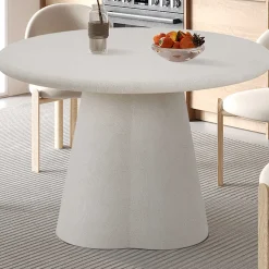 Esstisch Faro - Ø120x76cm - Zementfarbe - weiß