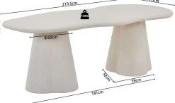 Esstisch Faro - 220x100x76cm - Zementfarbe - weiß