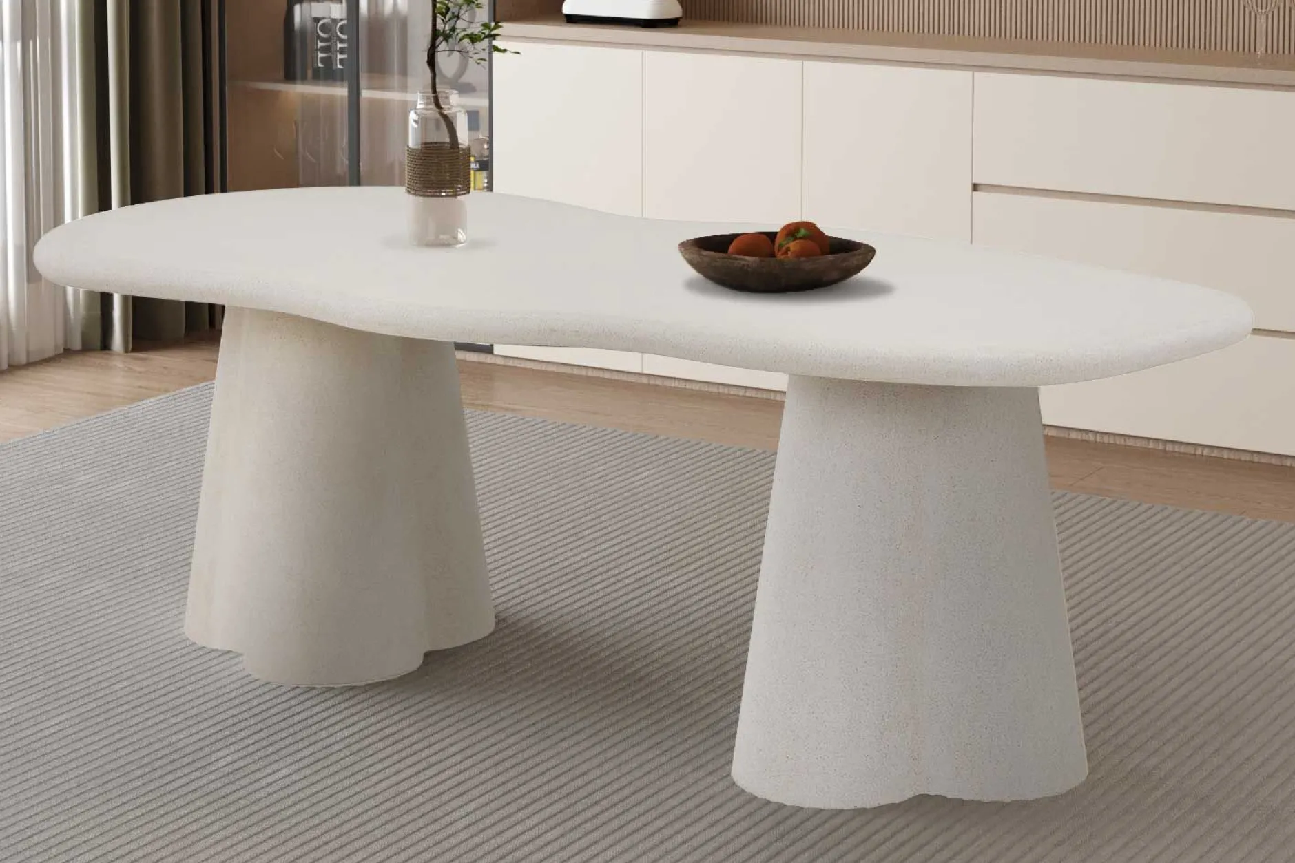 Esstisch Faro - 220x100x76cm - Zementfarbe - weiß