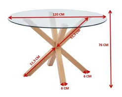 Esstisch Hasel ø120cm - braun/Glas