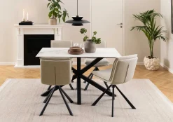 Esstisch Hennie - 135x80x75,5cm - Keramikplatte - weißer Marmor