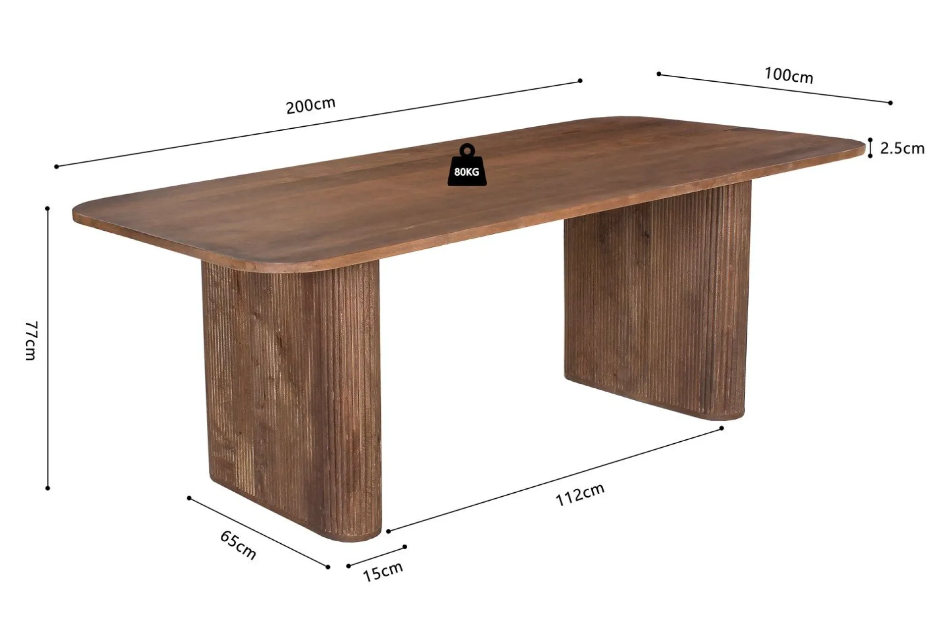 Esstisch Jeanke | 200 x 100 x 77 cm | Mangoholz