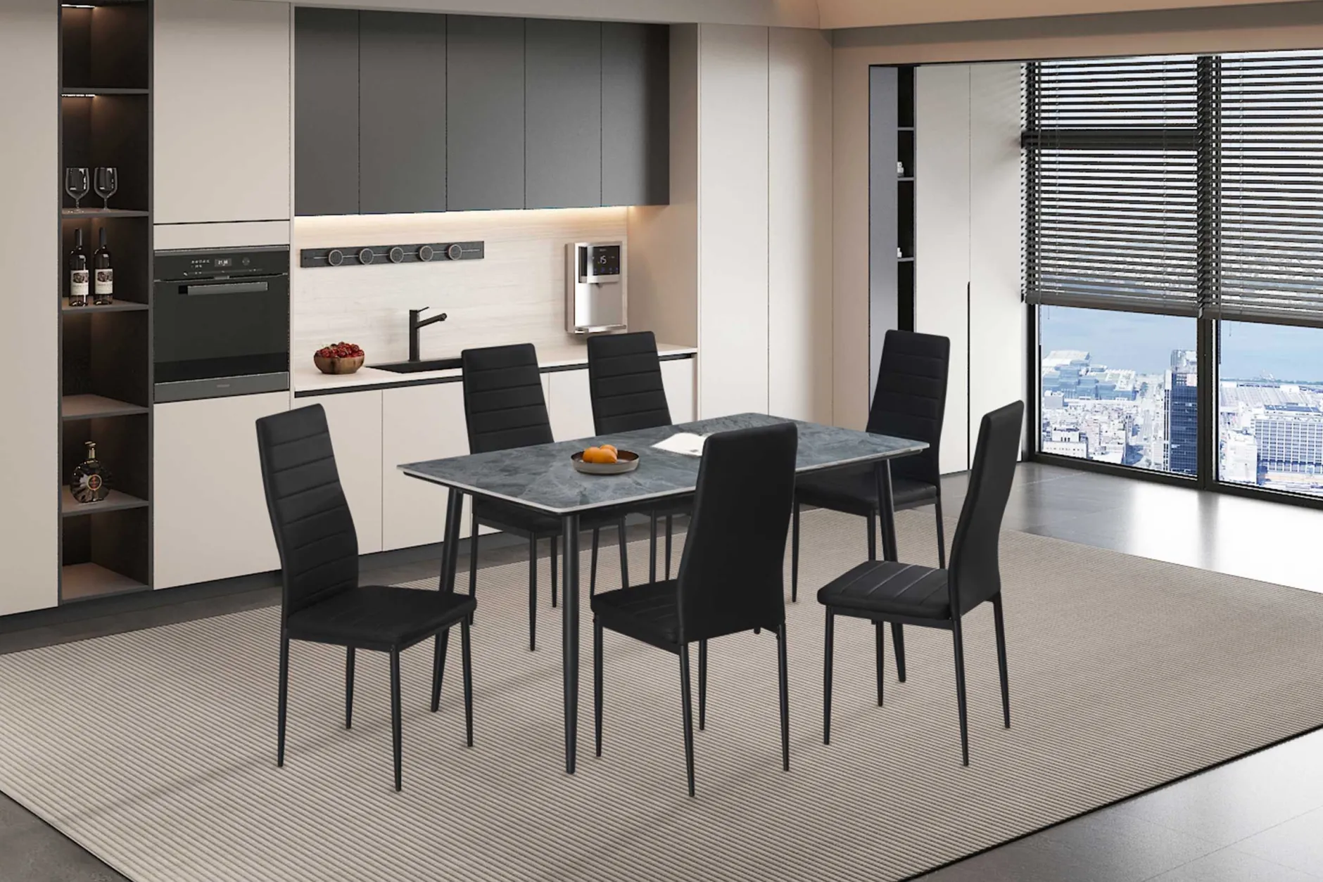 Esstisch Kenzo | 140 x 80 x 75 cm | Grau/Stein