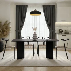 Esstisch Linza - 100% MELAMINE - Holzschwarz - 75 x 90 x 180 cm