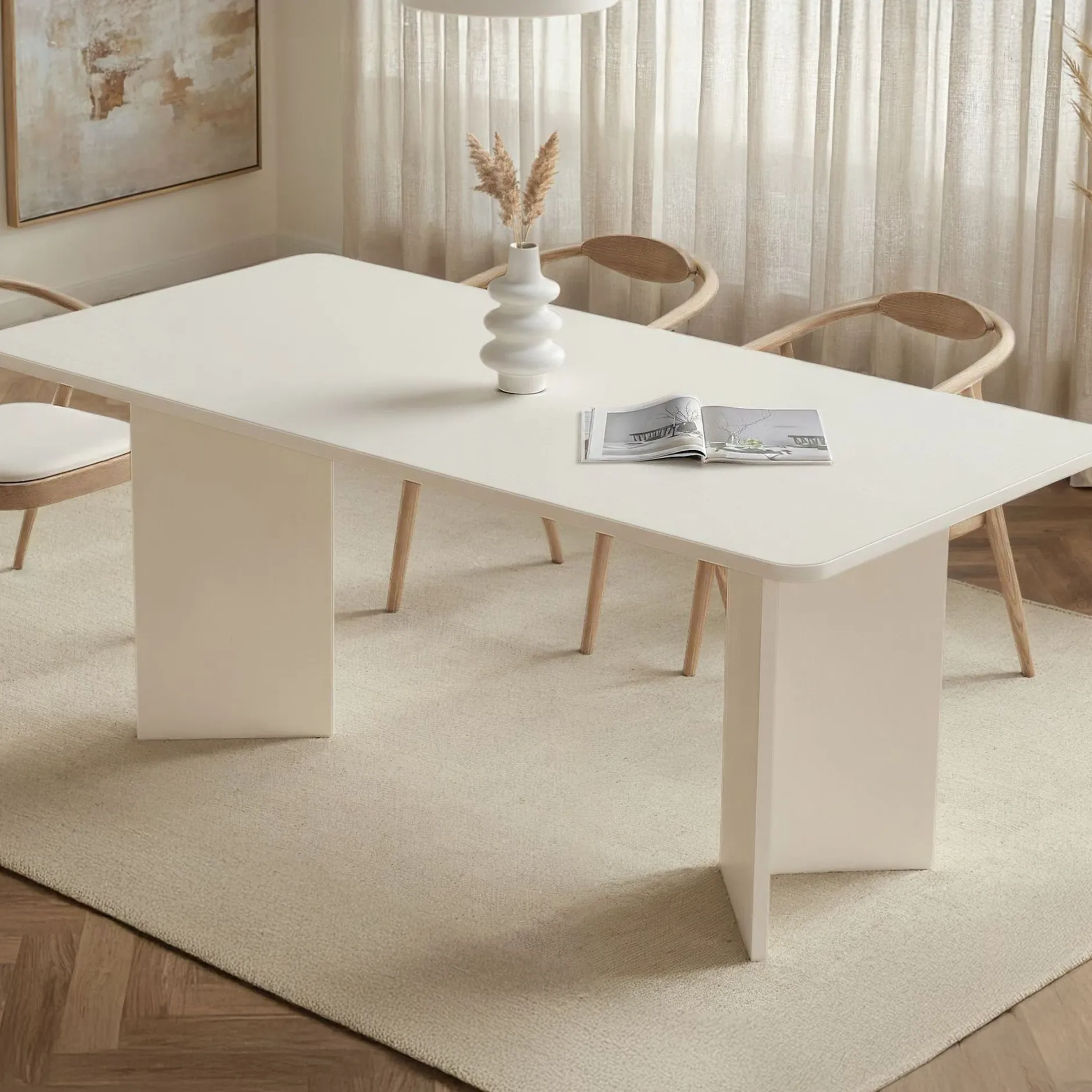 Esstisch Linza - 100% MELAMINE - Holzweiß - 75 x 90 x 180 cm