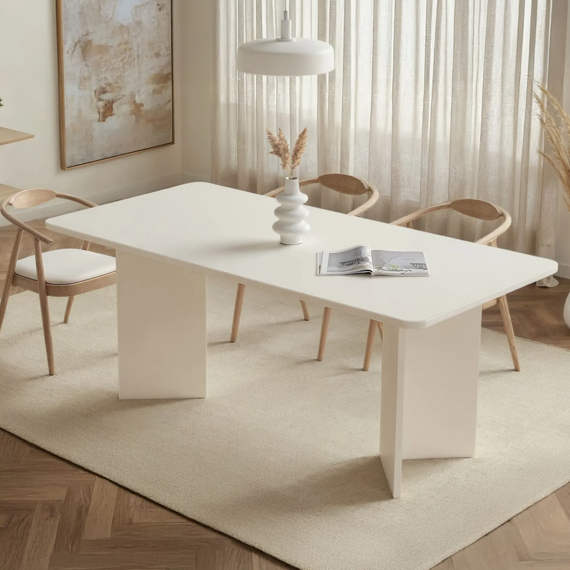Esstisch Linza - 100% MELAMINE - Holzweiß - 75 x 90 x 180 cm