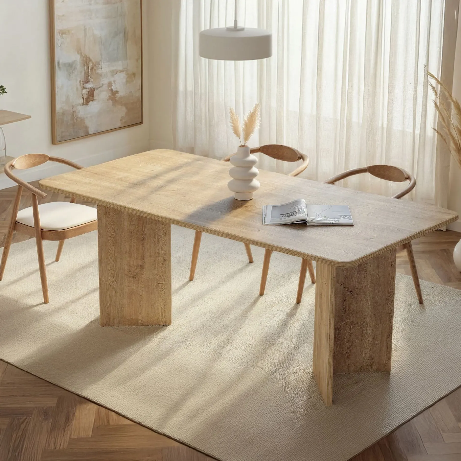 Esstisch Linza - 100% MELAMINE - Honigeiche - 75 x 90 x 180 cm