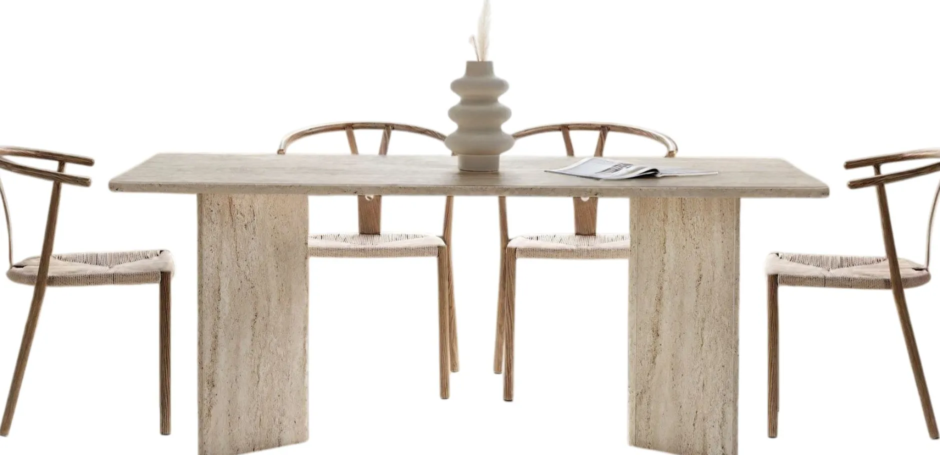 Esstisch Linza - 100% MELAMINE - Travertin - 75 x 90 x 180 cm