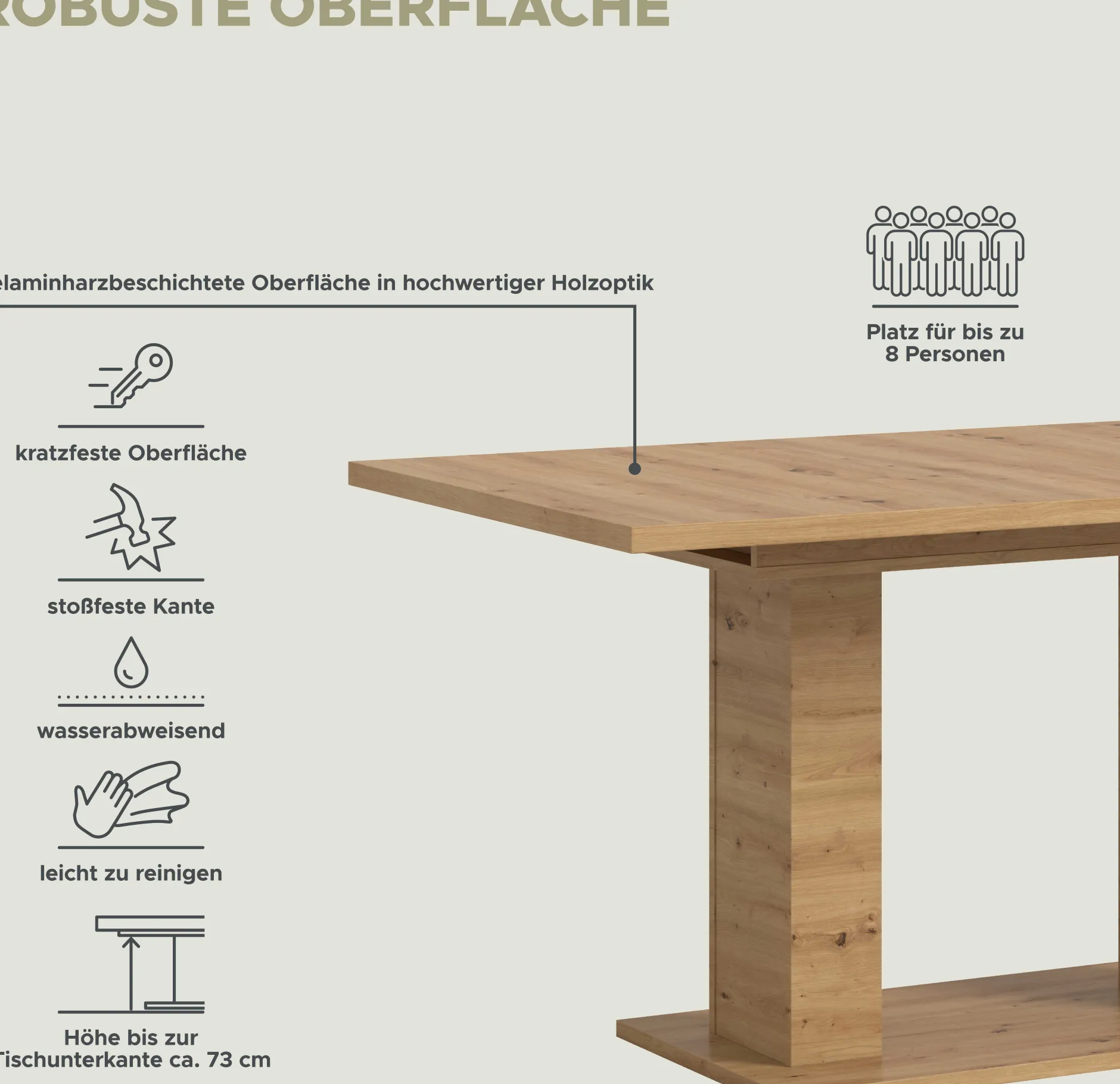 Esstisch Motion Emob Artisan Holzoptik 150-190x90x76 cm