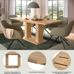 Esstisch Motion Emob Artisan Holzoptik 150-190x90x76 cm