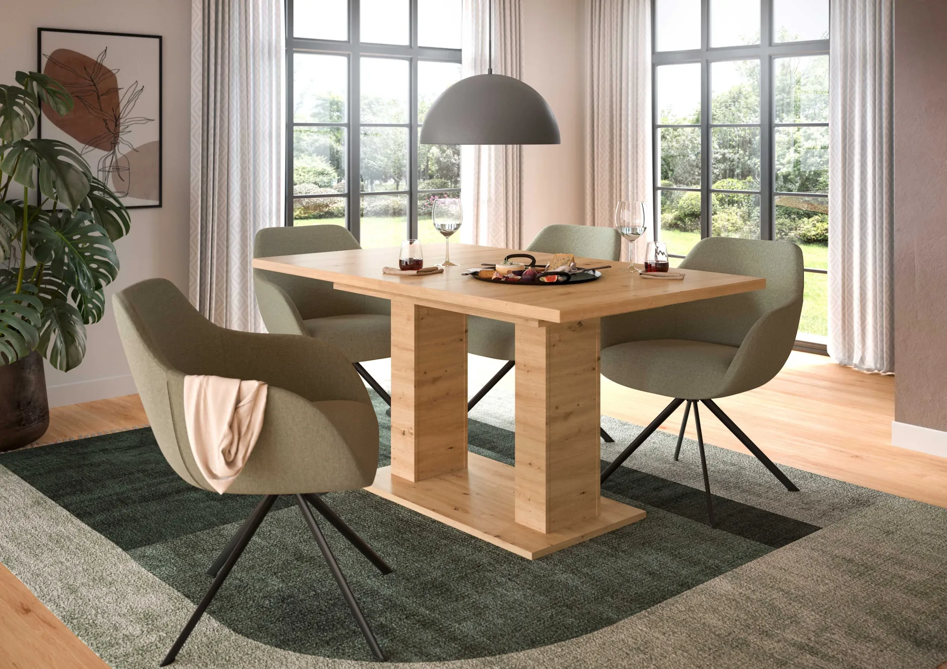 Esstisch Motion Emob Artisan Holzoptik 150-190x90x76 cm